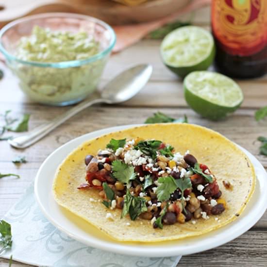 Crockpot barley and bean tacos