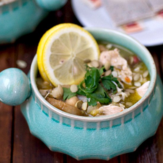 Lemon chicken green tea soup