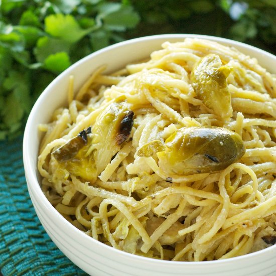 Creamy Brussels Sprout Linguine