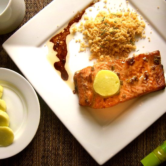 Teriyaki Salmon with Wasabi Compoun