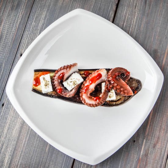 Grilled Eggplant & Octopus