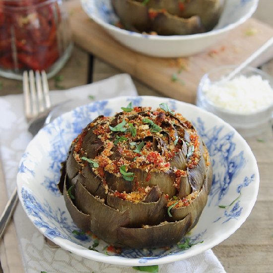 Sun-dried tomato & feta artichokes