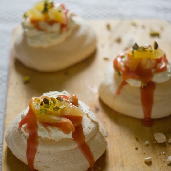 Bergamot and Blood Orange Pavlovas