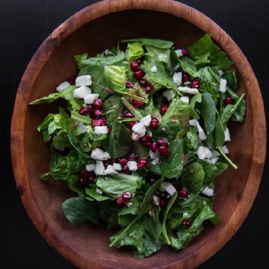 Spinach Pomegranate and Feta Salad