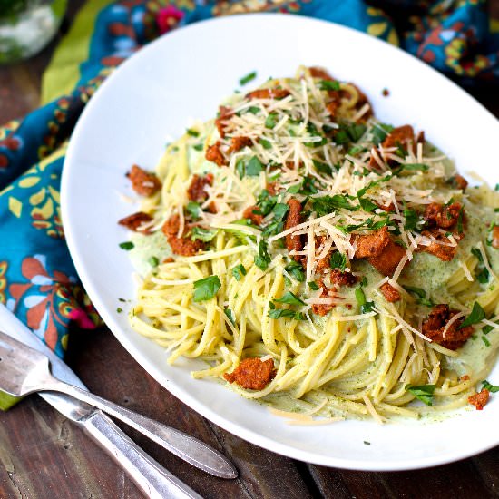 Quick Pasta & Cilantro Cream Sauce