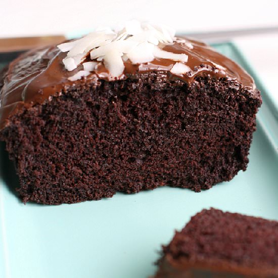 Glazed Chocolate Coconut Cake