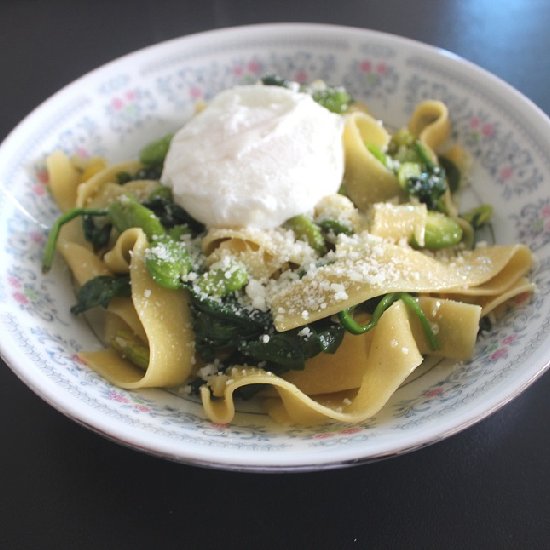 Pappardelle w Fava Beans & Spinach