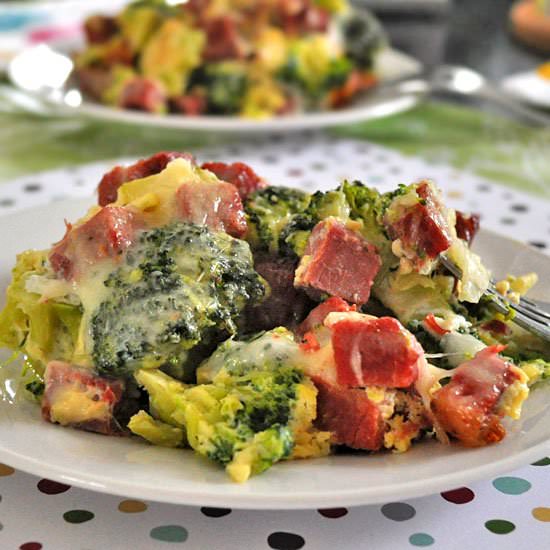 Broccoli Baked with Ham and Cheese