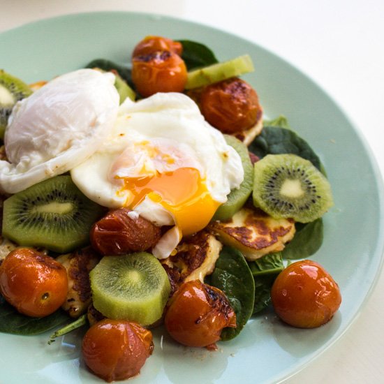 Warm Poached Egg Breakfast Salad