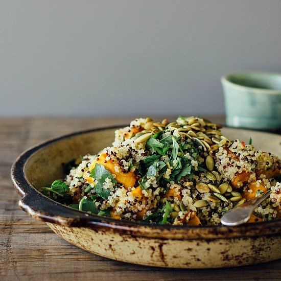 Ginger roasted pumpkin quinoa salad