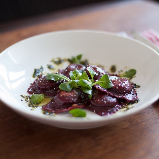 Beetroot and Cashew Ravioli