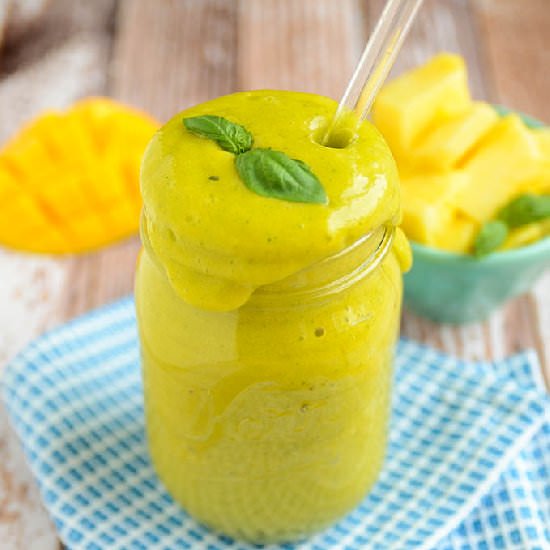 Mango, Pineapple + Basil Smoothie