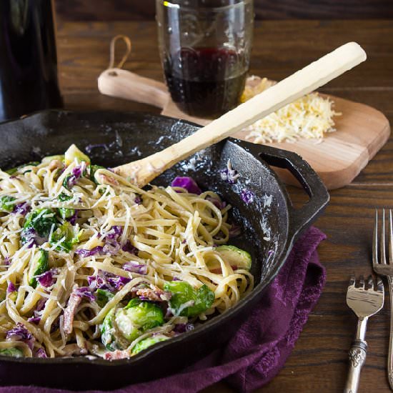 Brussels sprouts and cabbage pasta