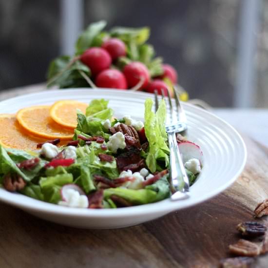 Salad with Bacon Roasted Pecans