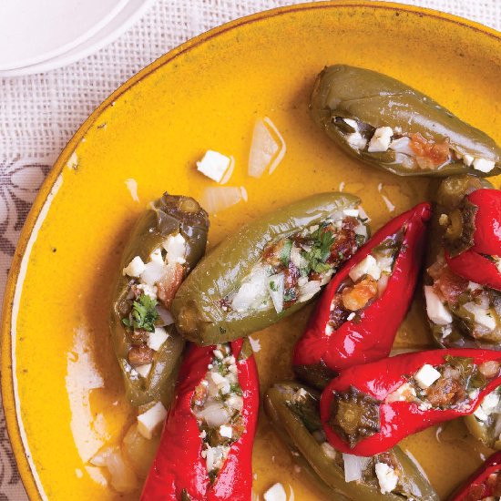 Paneer-Stuffed Pickled Chilies