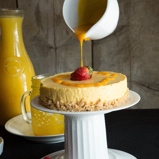 Eggless No Bake Mango Cheese Cake