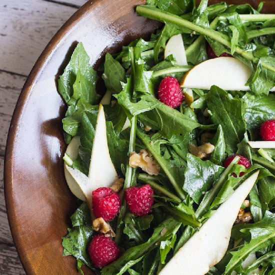 Warm Dandelion Greens With Pears