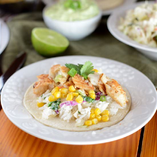 Jerk Fish Tacos with Thai Slaw