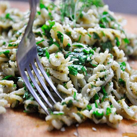 Parsley Pesto Fusilli Pasta