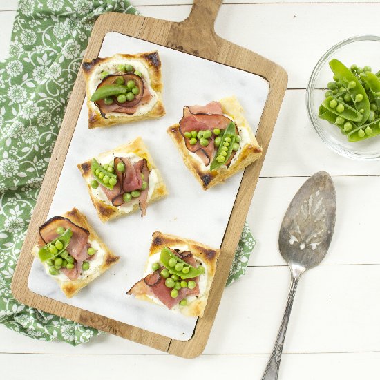 Ham + Spring Pea Pastry Squares