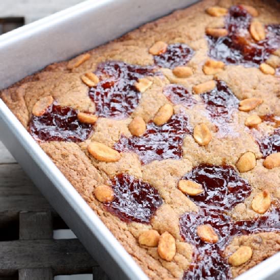 Peanut Butter and Jelly Blondies