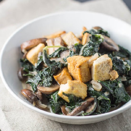 Miso-Creamed Kale and Mushrooms