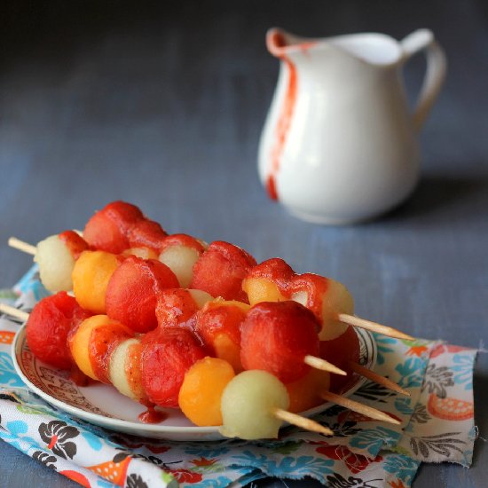 Melon Salad w/ Strawberry Dressing