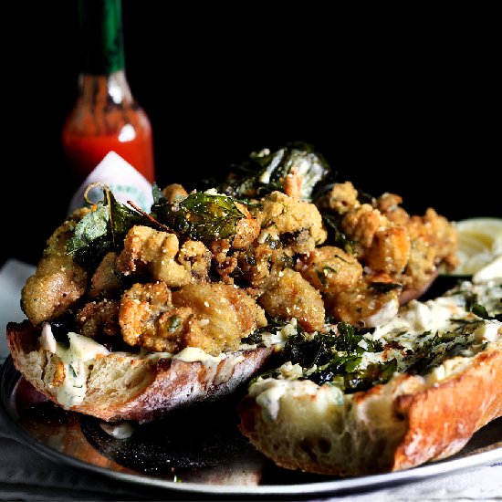 Street-style oyster po’boy