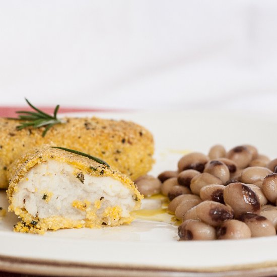 Polenta-Crusted Cod with rosemary