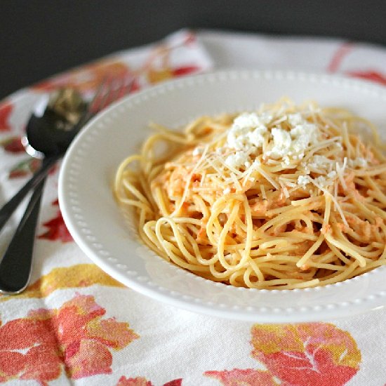 Roasted Pepper Goat Cheese Alfredo