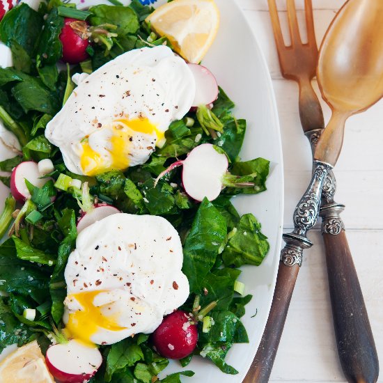 Spring Salad with Poached Eggs