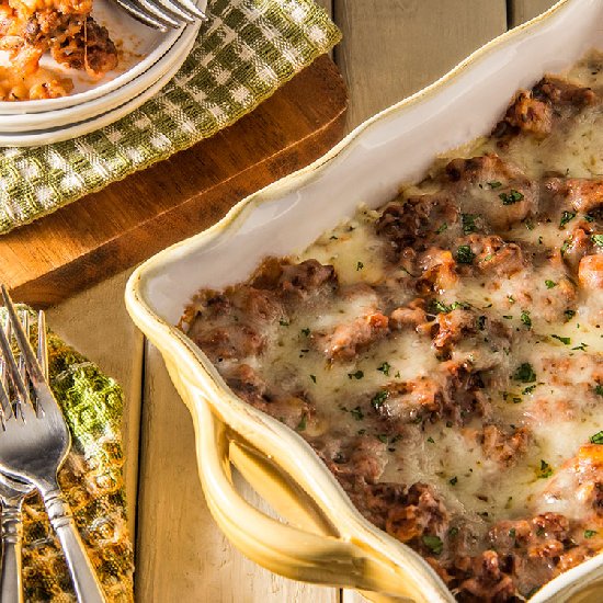 Skinny Three-Cheese Meat Lasagna