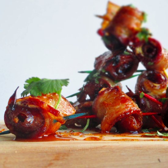 Bacon Wrapped Dates With Honey