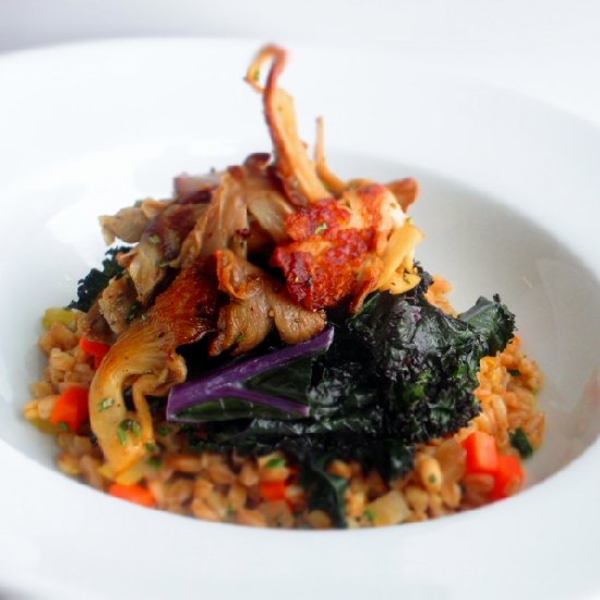 Oyster Mushrooms, Kale, and Farro