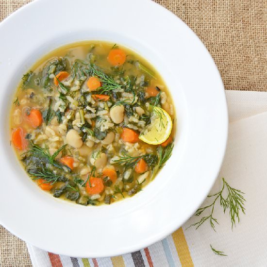 Spring Kale and Dill Soup with Rice