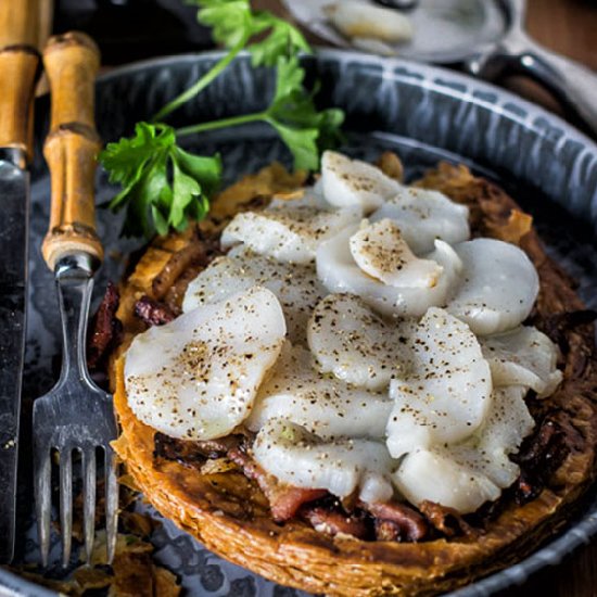 Scallop and Onion Tarte Fines