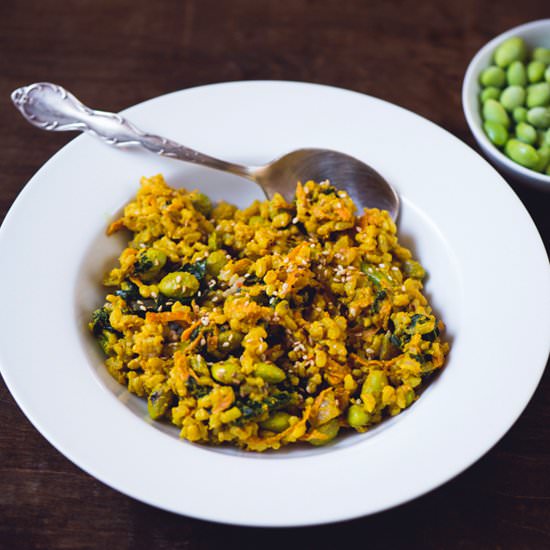 Peanut Turmeric Rice with Edamame