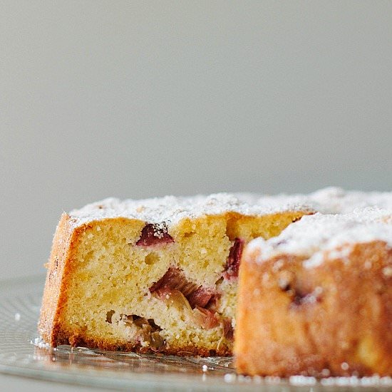 Flourless Rhubarb + Lemon Cake