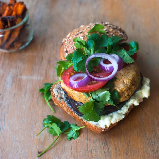 Red lentil burger