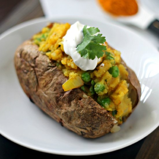 Samosa Stuffed Baked Potatoes