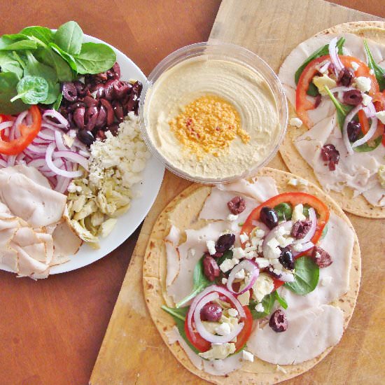 Mediterranean turkey wraps