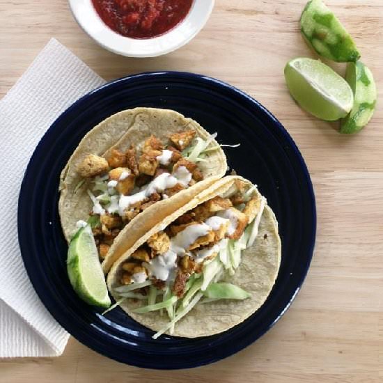 Crispy Tofu Tacos w/ Goat Cheese