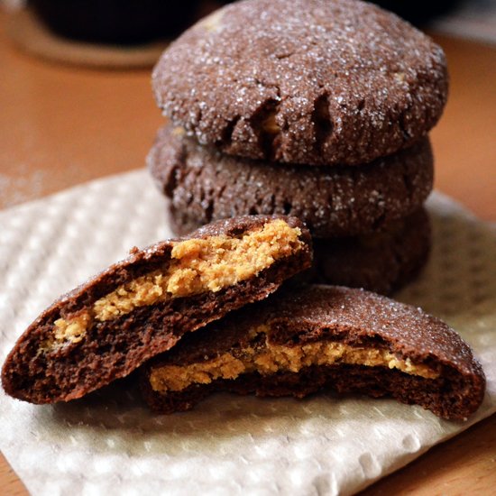 Chocolate pb filled cookies