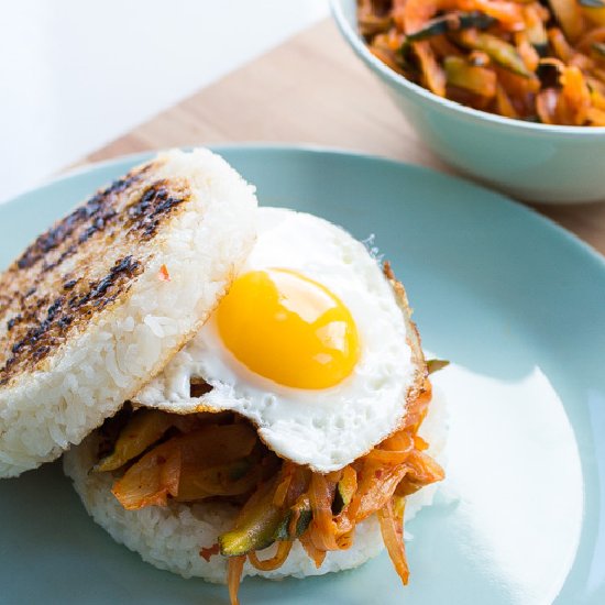 Vegetarian Kimchi Rice Burger