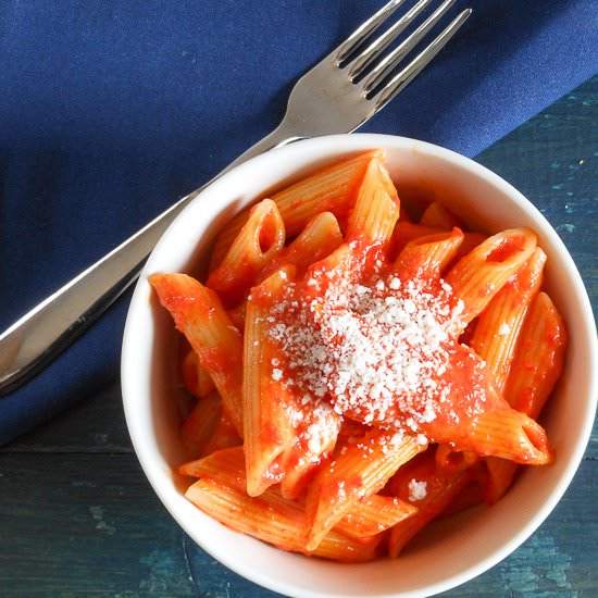 Pasta with a pepper cream sauce