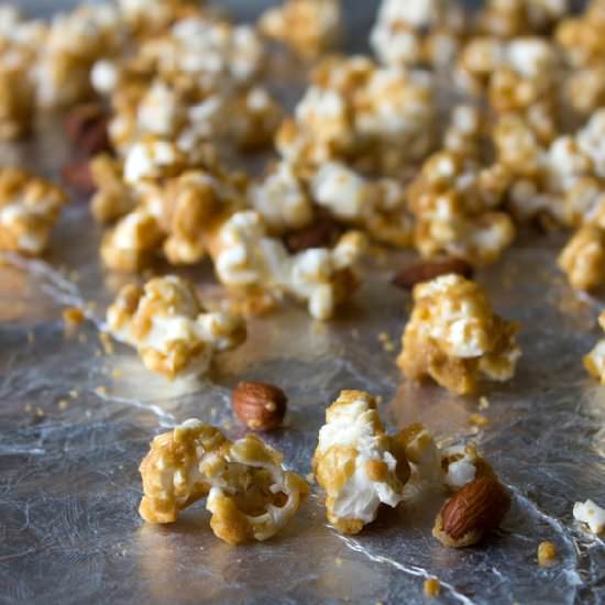 Salted caramel-almond popcorn