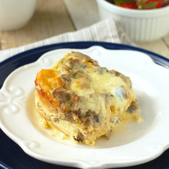 Sausage and Mushroom Strata