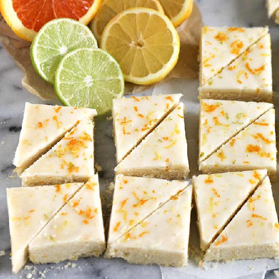 Triple Citrus Shortbread Bars