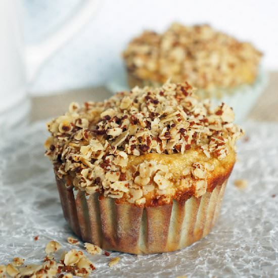 Banana Oat Muffins with Crumble Top