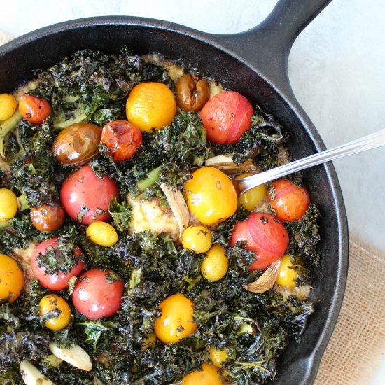 Tomato Kale Polenta Skillet